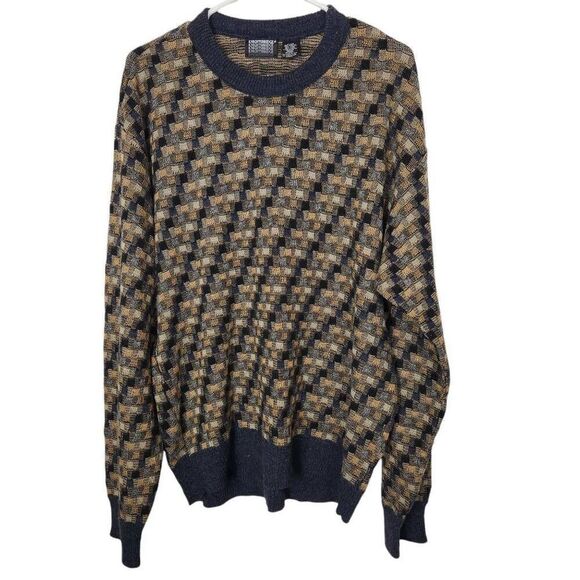 Knightsbridge wool blend sweater checkered pattern XL - Picture 1 of 6